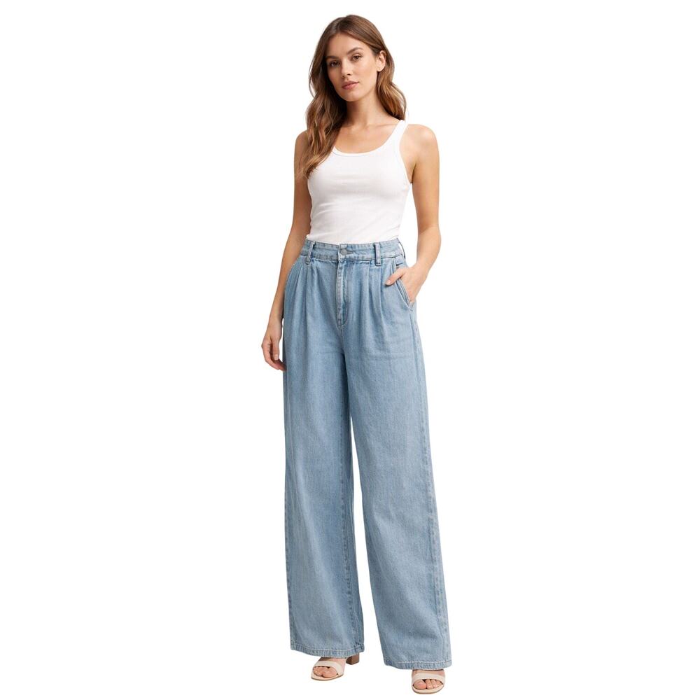 Rewash Wide‑Leg Denim Pants – Light Blue High Waist – Women’s Size 25 / 1